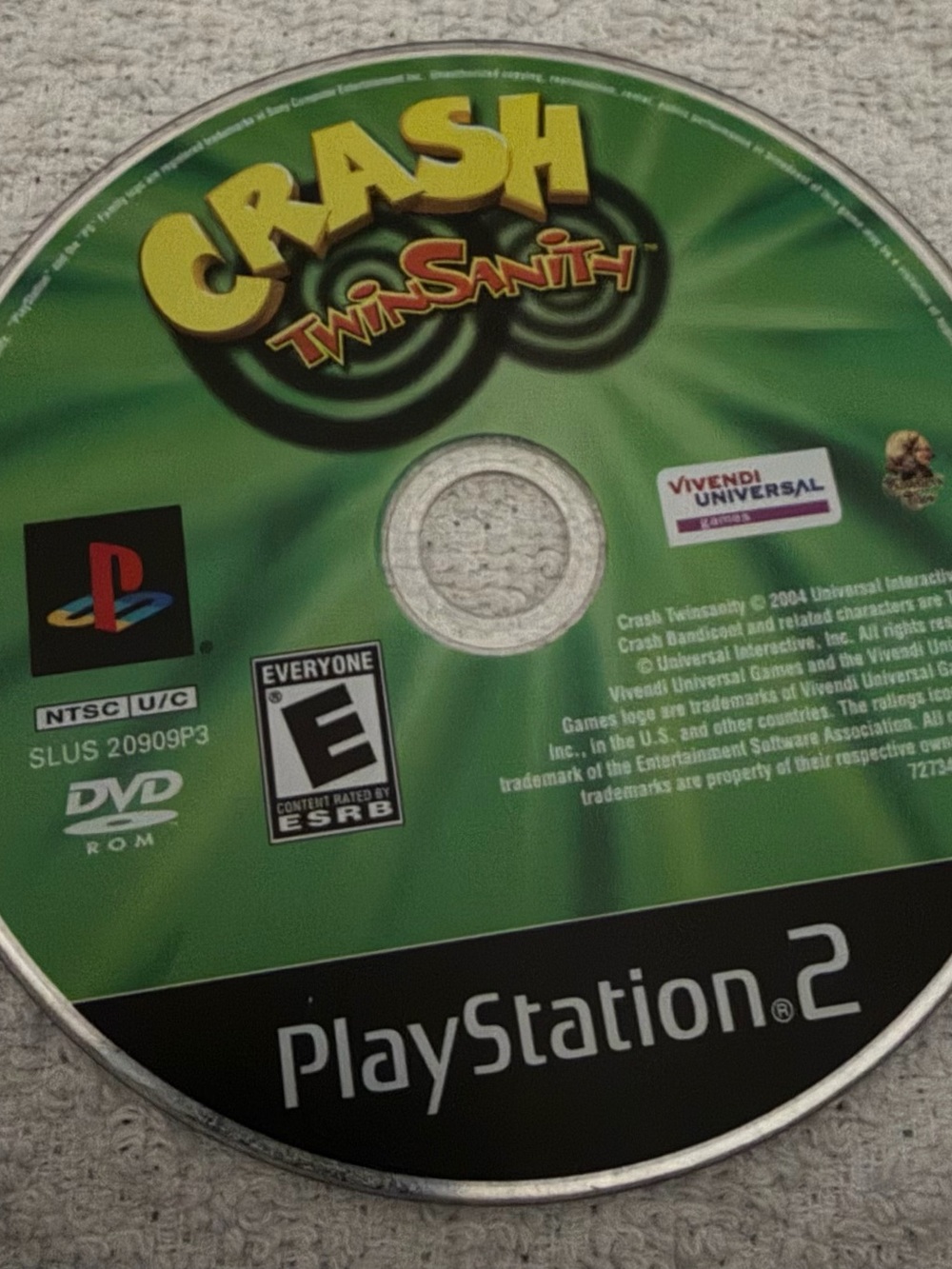 Crash Twinsanity PlayStation 2 Game Disc - Green